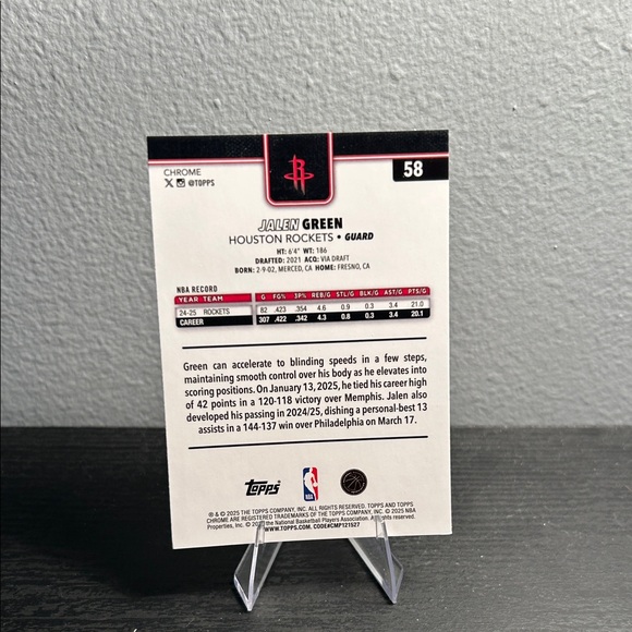 Topps Chrome Jalen Green Basketball refractor Houston Rockets NBA - Picture 2 of 2